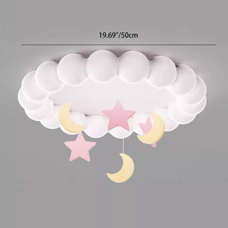 Modern Minimalist Cute Bubble Star Moon Round Dome Hardware Resin Acrylic LED Flush Mount Ceiling Light For Bedroom