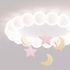 Modern Minimalist Cute Bubble Star Moon Round Dome Hardware Resin Acrylic LED Flush Mount Ceiling Light For Bedroom
