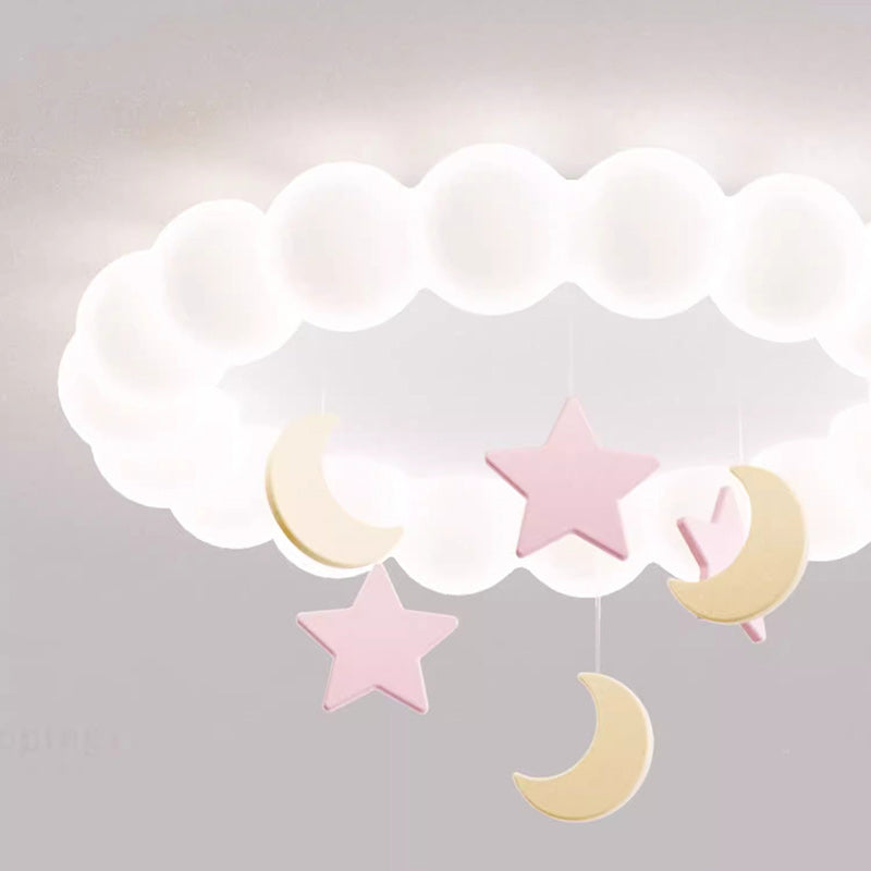Modern Minimalist Cute Bubble Star Moon Round Dome Hardware Resin Acrylic LED Flush Mount Ceiling Light For Bedroom