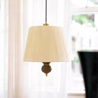 Modern Mid-Century Pleated Round Cylinder Iron Fabric 1-Light Pendant Light For Bedroom