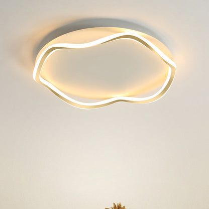 Contemporary Nordic Round Wave Aluminum Iron LED Flush Mount Ceiling Light For Bedroom