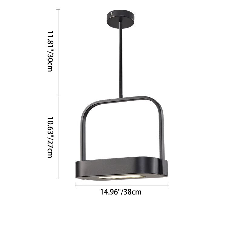 Modern Minimalist Carrying Bag Shape Rectangle Iron Acrylic LED Pendant Light For Bedroom