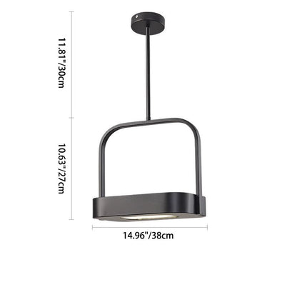 Modern Minimalist Carrying Bag Shape Rectangle Iron Acrylic LED Pendant Light For Bedroom