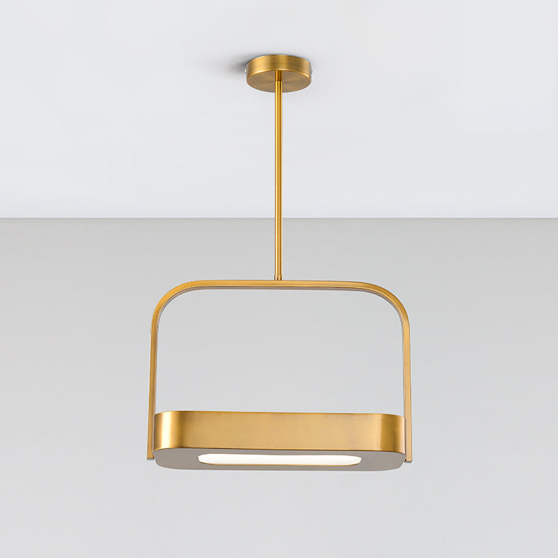 Modern Minimalist Carrying Bag Shape Rectangle Iron Acrylic LED Pendant Light For Bedroom