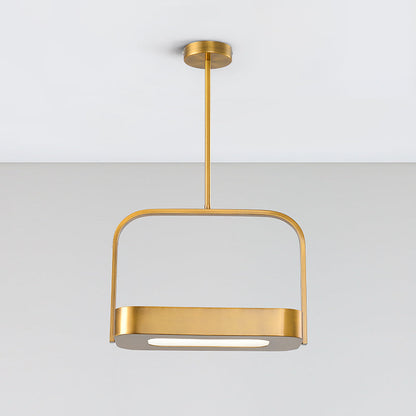 Modern Minimalist Carrying Bag Shape Rectangle Iron Acrylic LED Pendant Light For Bedroom