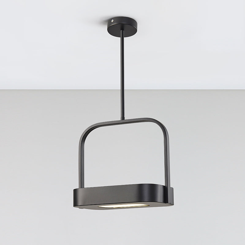 Modern Minimalist Carrying Bag Shape Rectangle Iron Acrylic LED Pendant Light For Bedroom
