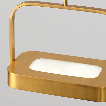 Modern Minimalist Carrying Bag Shape Rectangle Iron Acrylic LED Pendant Light For Bedroom