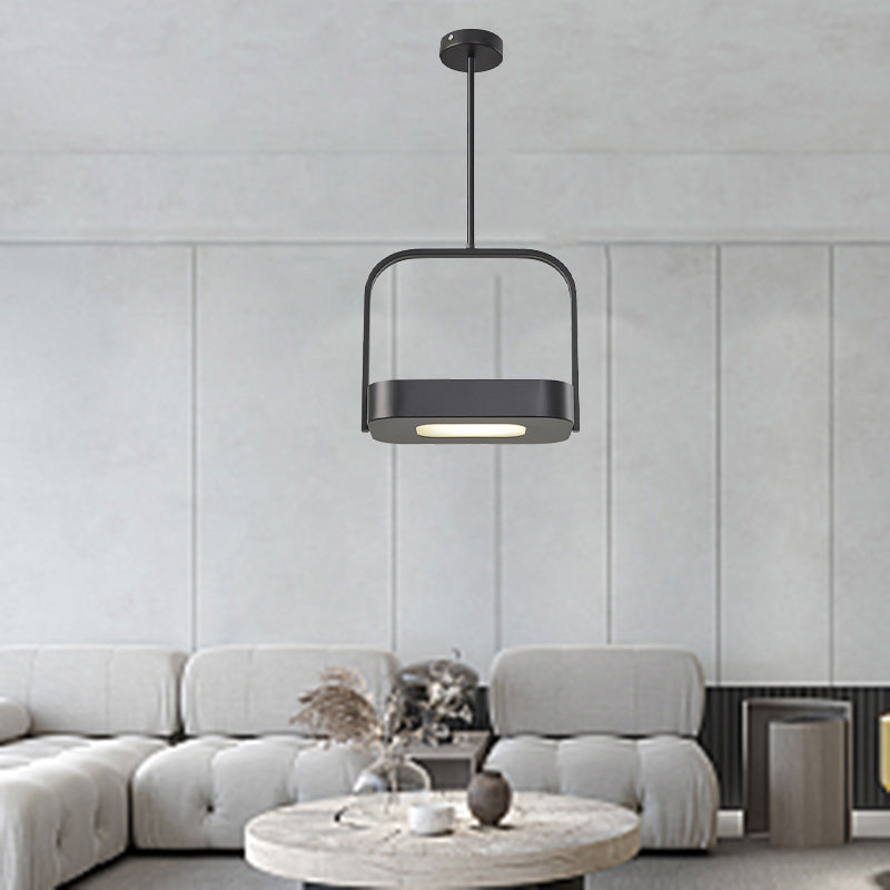 Modern Minimalist Carrying Bag Shape Rectangle Iron Acrylic LED Pendant Light For Bedroom