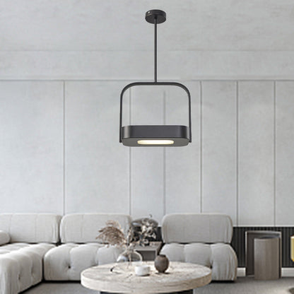 Modern Minimalist Carrying Bag Shape Rectangle Iron Acrylic LED Pendant Light For Bedroom