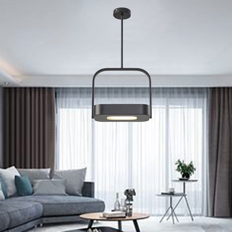 Modern Minimalist Carrying Bag Shape Rectangle Iron Acrylic LED Pendant Light For Bedroom