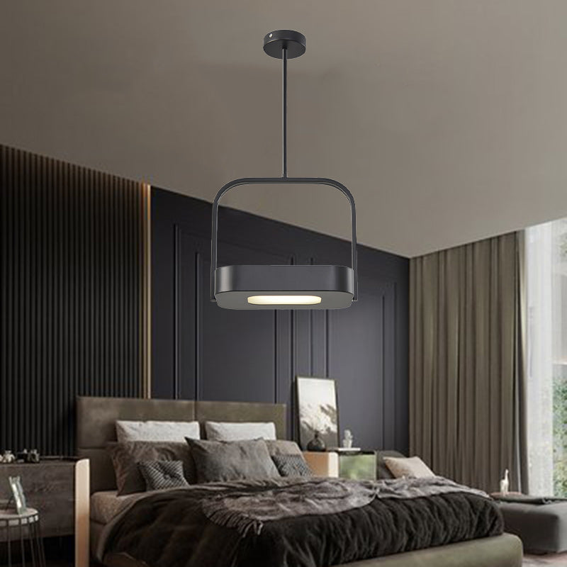 Modern Minimalist Carrying Bag Shape Rectangle Iron Acrylic LED Pendant Light For Bedroom