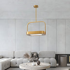 Modern Minimalist Carrying Bag Shape Rectangle Iron Acrylic LED Pendant Light For Bedroom