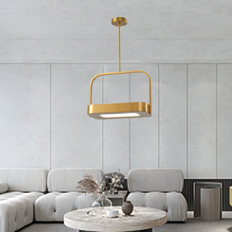 Modern Minimalist Carrying Bag Shape Rectangle Iron Acrylic LED Pendant Light For Bedroom