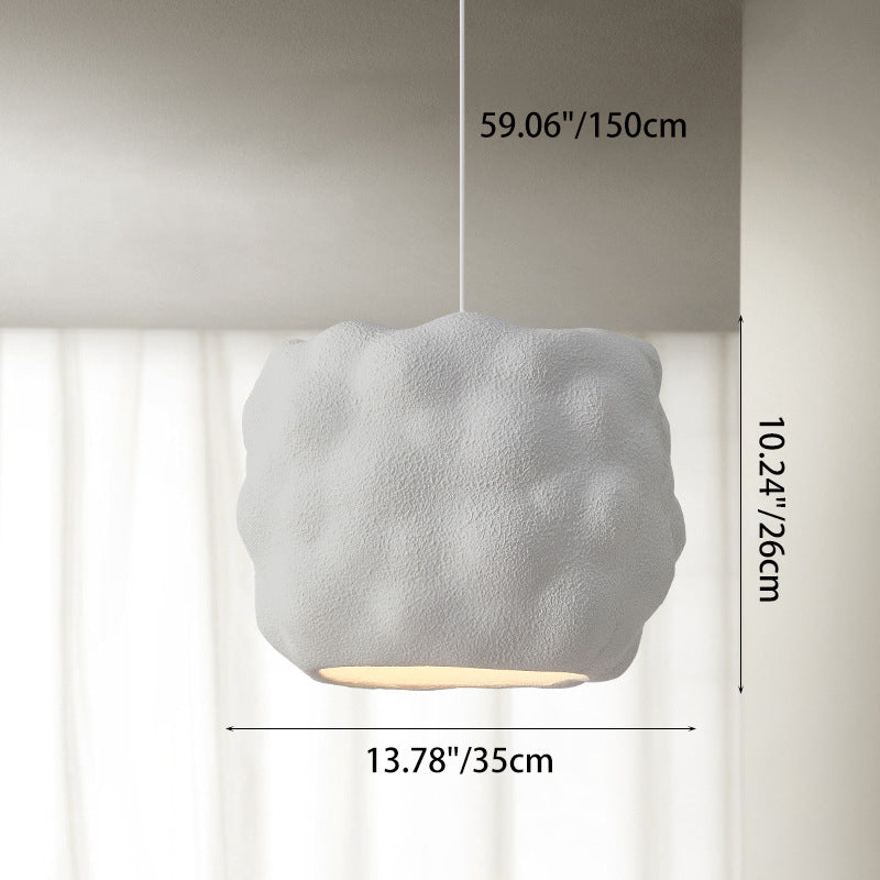 Contemporary Nordic Cream Round Cylinder Polystyrene 1-Light Pendant Light For Bedroom