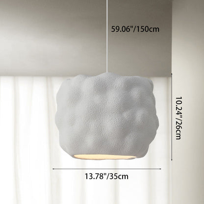 Contemporary Nordic Cream Round Cylinder Polystyrene 1-Light Pendant Light For Bedroom