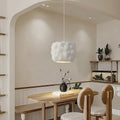 Contemporary Nordic Cream Round Cylinder Polystyrene 1-Light Pendant Light For Bedroom