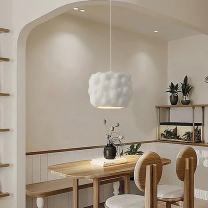 Contemporary Nordic Cream Round Cylinder Polystyrene 1-Light Pendant Light For Bedroom