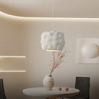 Contemporary Nordic Cream Round Cylinder Polystyrene 1-Light Pendant Light For Bedroom
