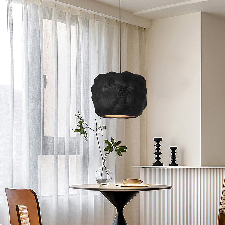 Contemporary Nordic Cream Round Cylinder Polystyrene 1-Light Pendant Light For Bedroom