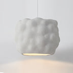 Contemporary Nordic Cream Round Cylinder Polystyrene 1-Light Pendant Light For Bedroom