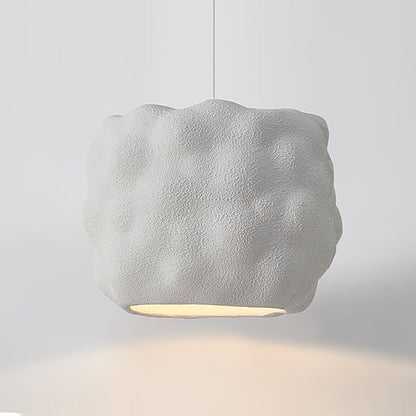 Contemporary Nordic Cream Round Cylinder Polystyrene 1-Light Pendant Light For Bedroom