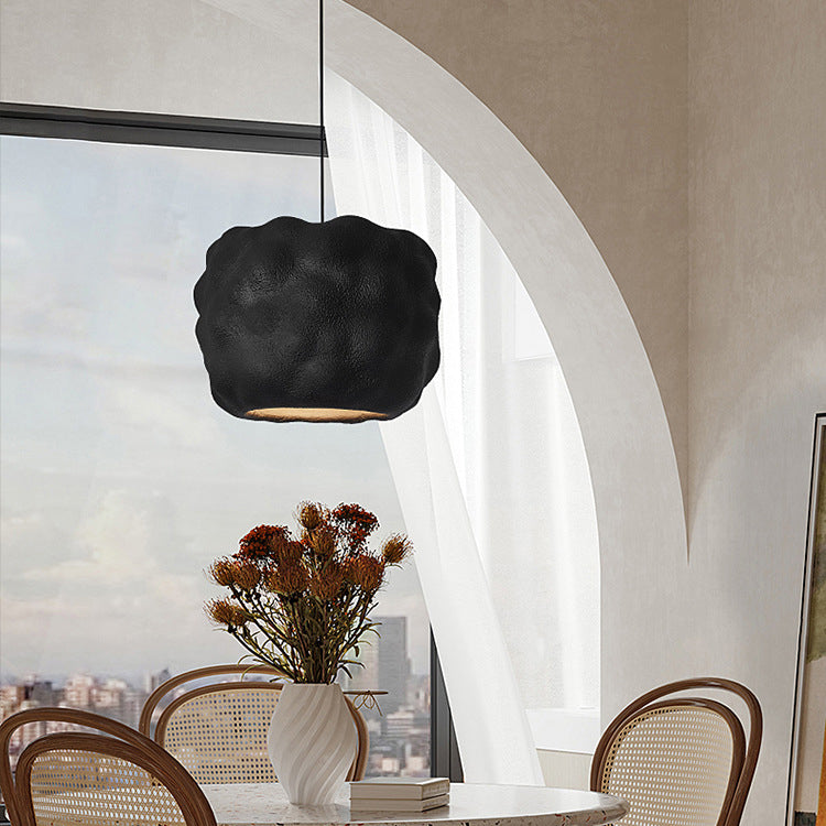Contemporary Nordic Cream Round Cylinder Polystyrene 1-Light Pendant Light For Bedroom
