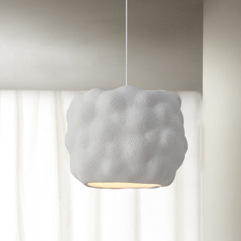 Contemporary Nordic Cream Round Cylinder Polystyrene 1-Light Pendant Light For Bedroom