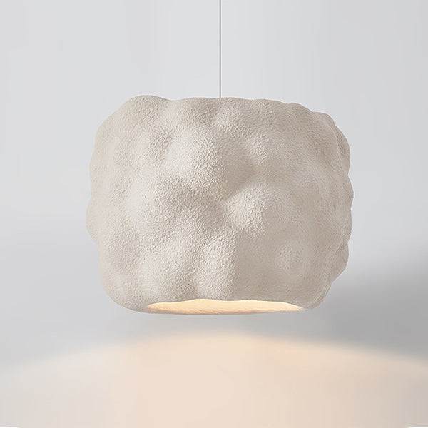 Contemporary Nordic Cream Round Cylinder Polystyrene 1-Light Pendant Light For Bedroom