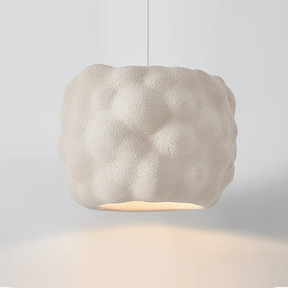 Contemporary Nordic Cream Round Cylinder Polystyrene 1-Light Pendant Light For Bedroom