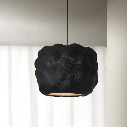 Contemporary Nordic Cream Round Cylinder Polystyrene 1-Light Pendant Light For Bedroom