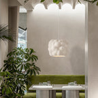 Contemporary Nordic Cream Round Cylinder Polystyrene 1-Light Pendant Light For Bedroom