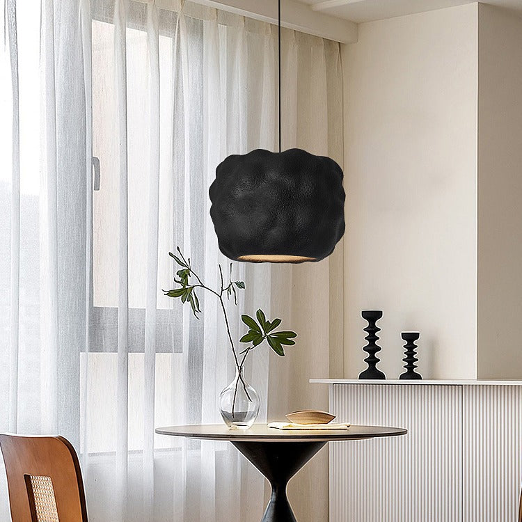 Contemporary Nordic Cream Round Cylinder Polystyrene 1-Light Pendant Light For Bedroom