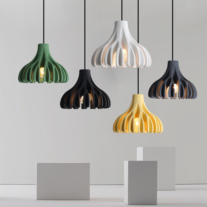 Contemporary Nordic Macaron Cone Resin 1-Light Pendant Light For Bedroom