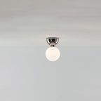 Contemporary Nordic Magic Bean Round Orb Iron Glass 1-Light Semi-Flush Mount Ceiling Light For Hallway