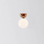 Contemporary Nordic Magic Bean Round Orb Iron Glass 1-Light Semi-Flush Mount Ceiling Light For Hallway