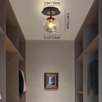 Contemporary Nordic Round Orb Iron Glass 1/3/5 Light Semi-flush Mount Ceiling Light for Hallway