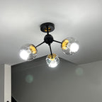 Contemporary Nordic Round Orb Iron Glass 1/3/5 Light Semi-flush Mount Ceiling Light for Hallway