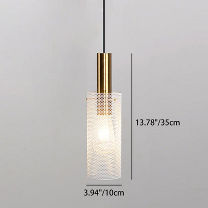 Modern Minimalist Honeycomb Grid Cylinder Iron 1-Light Pendant Light For Bedroom