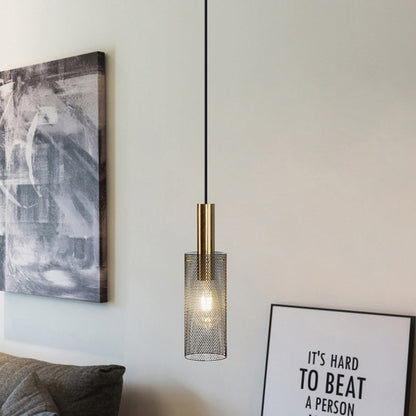 Modern Minimalist Honeycomb Grid Cylinder Iron 1-Light Pendant Light For Bedroom