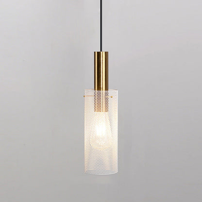 Modern Minimalist Honeycomb Grid Cylinder Iron 1-Light Pendant Light For Bedroom