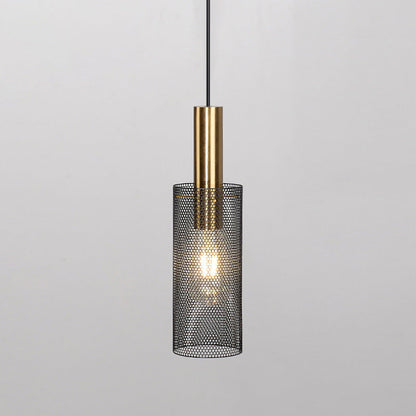 Modern Minimalist Honeycomb Grid Cylinder Iron 1-Light Pendant Light For Bedroom