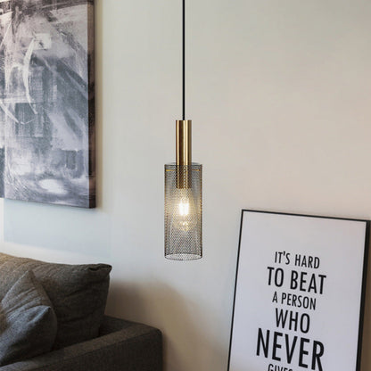 Modern Minimalist Honeycomb Grid Cylinder Iron 1-Light Pendant Light For Bedroom