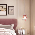 Traditional French Cream Girl Bow Round Iron Glass 1-Light Pendant Light For Bedroom