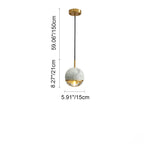 Contemporary Scandinavian Round Orb Copper Marble Glass 1-Light Pendant Light For Bedroom