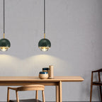 Contemporary Scandinavian Round Orb Copper Marble Glass 1-Light Pendant Light For Bedroom