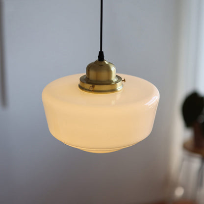 Modern Mid-Century Round Copper Glass 1-Light Pendant Light For Bedroom
