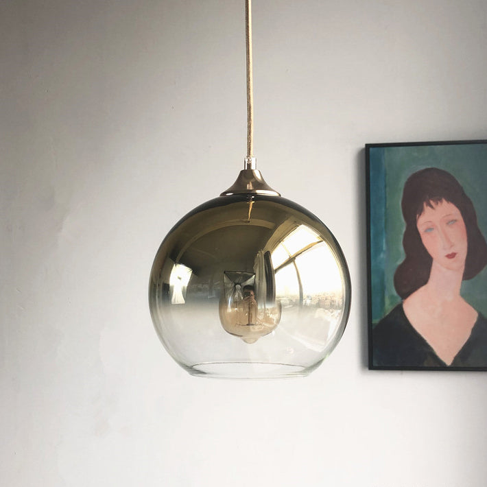 Contemporary Nordic Round Orb Iron Glass 1-light Pendant Light for Bedroom