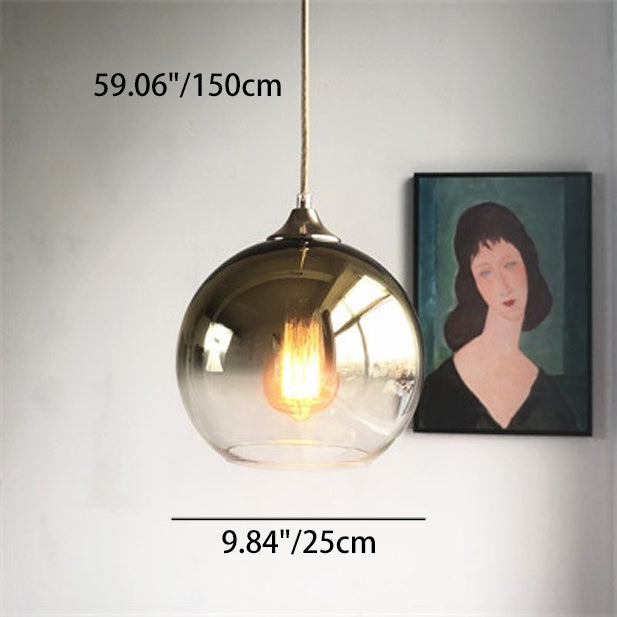 Contemporary Nordic Round Orb Iron Glass 1-light Pendant Light for Bedroom