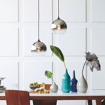 Contemporary Nordic Round Orb Iron Glass 1-light Pendant Light for Bedroom