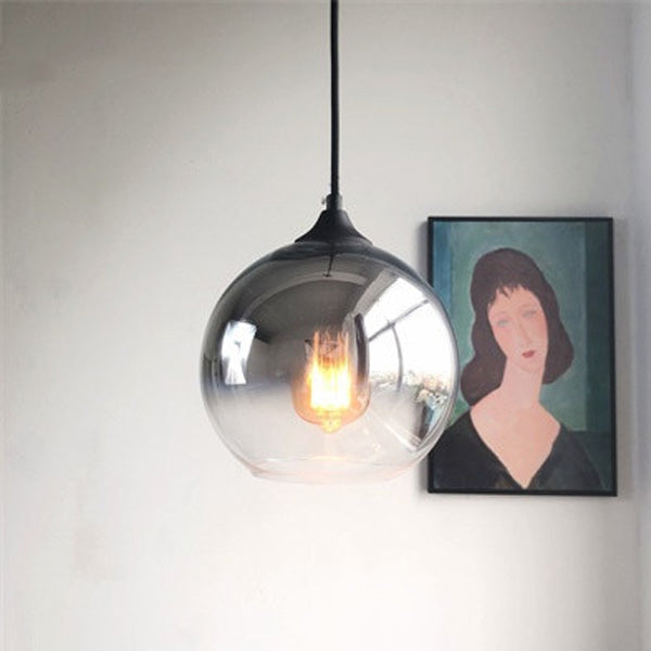 Contemporary Nordic Round Orb Iron Glass 1-light Pendant Light for Bedroom